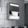 Armadietto Pensile da Bagno con Anta Specchio e Luci a LED 60x50x15cm