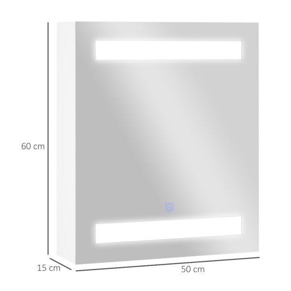 Armadietto Pensile da Bagno con Anta Specchio e Luci a LED 60x50x15cm