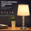 Lampada da Tavolo con Cristalli e 2 Prese USB, Interruttore Touch e Attacco E27, Ф23x45cm, Bianco e Argento