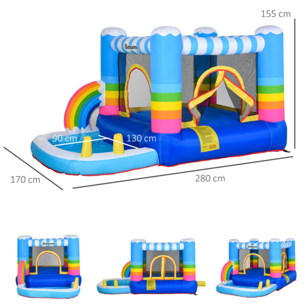 Castello Gonfiabile per Bambini con Trampolino e Piscina Pompa Inclusa