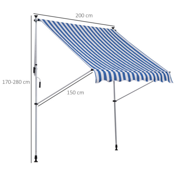 Tenda da Sole da Esterno a Rullo con Manovella, Altezza e Angolazione Regolabile, 200x150cm