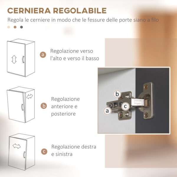 Credenza Moderna con 2 Armadietti e Cassetto, Piano per Microonde e Mensole, 70x42x177cm