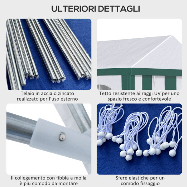 Tendone da Giardino per Feste per 12 Persone con Doppio Ingresso, Picchetti e Funi Incluse, 400x295x285cm