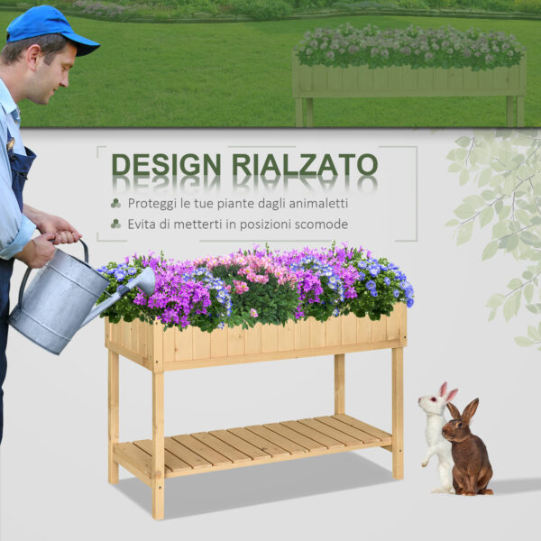 Letto per Orto Rialzato in Legno Orto Pensile Urbano con 8 Griglie e Ripiano Inferiore per Piante da Giardino 120x60x81cm