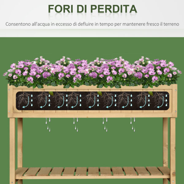 Letto per Orto Rialzato in Legno Orto Pensile Urbano con 8 Griglie e Ripiano Inferiore per Piante da Giardino 120x60x81cm