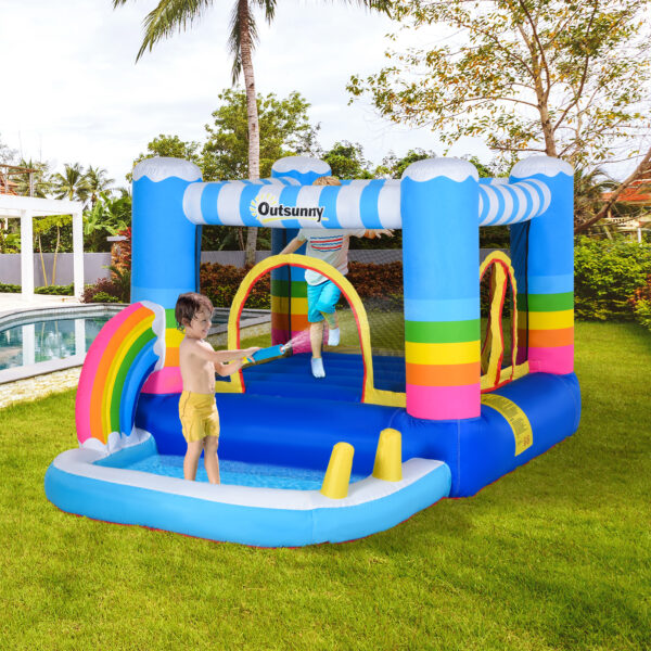 Castello Gonfiabile per Bambini con Trampolino e Piscina Pompa Inclusa