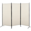 Paravento aPieghevole a 3 Pannelli, Frangivista Divisorio per Ambienti in Metallo e Poliestere 253x50x182cm Beige