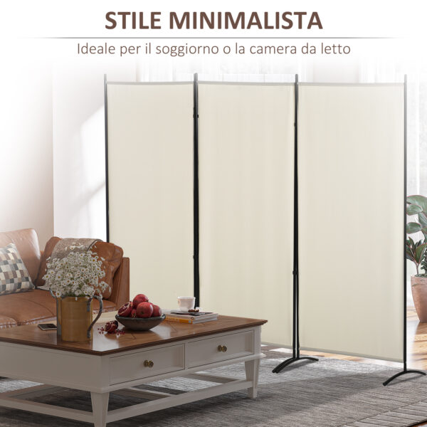 Paravento aPieghevole a 3 Pannelli, Frangivista Divisorio per Ambienti in Metallo e Poliestere 253x50x182cm Beige