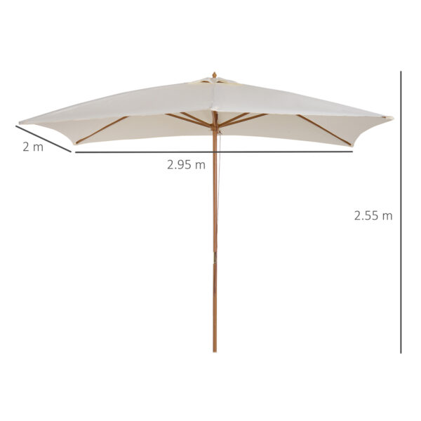 Ombrellone in Legno Rettangolare color Crema 2x2.95x2.55m