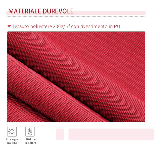 Tenda da Sole a Manovella Copertura Impermeabile 400x250cm Rosso