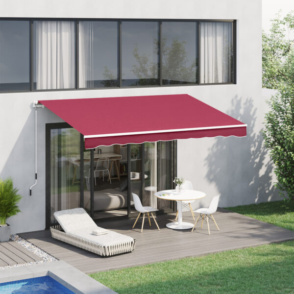 Tenda da Sole a Manovella Copertura Impermeabile 400x250cm Rosso