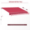 Tenda da Sole a Manovella Copertura Impermeabile 400x250cm Rosso