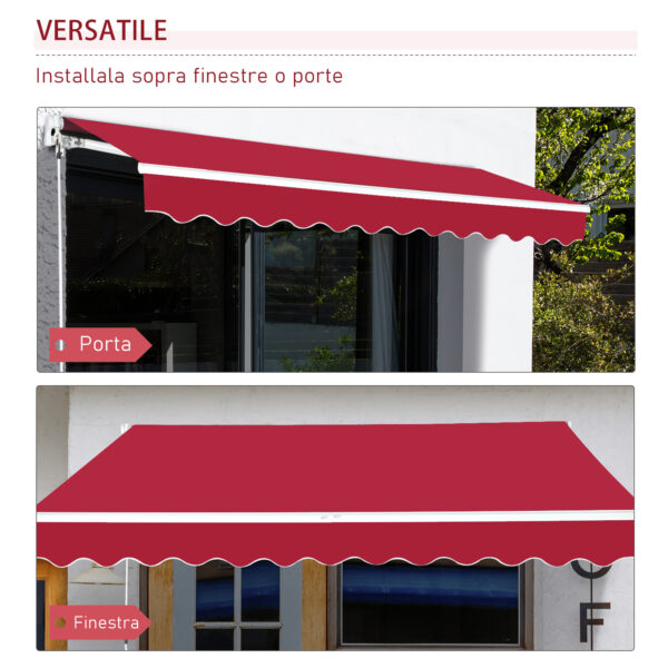 Tenda da Sole a Manovella Copertura Impermeabile 400x250cm Rosso