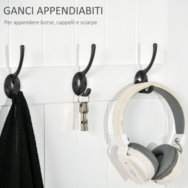 Appendiabiti con Panca Contenitore Carico Max.100kg 71.5 x 39.5 x 170cm Bianco