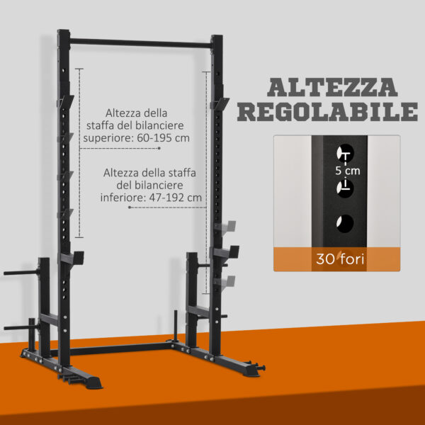 Power Tower Multifunzione in Acciaio per Allenamento Completo del Corpo, 140x171x228 cm, Nero