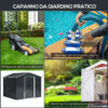 Casetta da Giardino Porta Utensili in Lamiera di Acciaio, Capanno da Giardino in Acciaio con Porte Scorrevoli, 236x174x190cm, Grigio