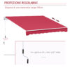 Tenda da Sole a Manovella Copertura Impermeabile 400x250cm Rosso