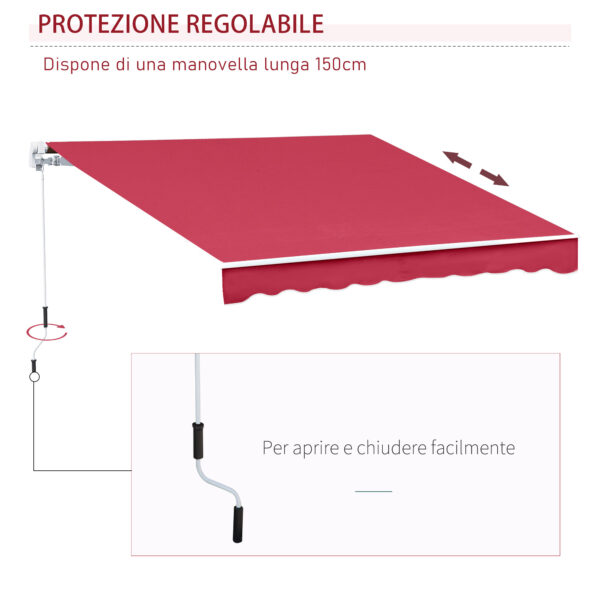 Tenda da Sole a Manovella Copertura Impermeabile 400x250cm Rosso