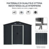 Casetta da Giardino Porta Utensili in Lamiera di Acciaio, Capanno da Giardino in Acciaio con Porte Scorrevoli, 236x174x190cm, Grigio