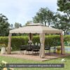 Tettuccio di Ricambio per Gazebo da Giardino 3x4m con Tetto a 2 Livelli in Poliestere Beige