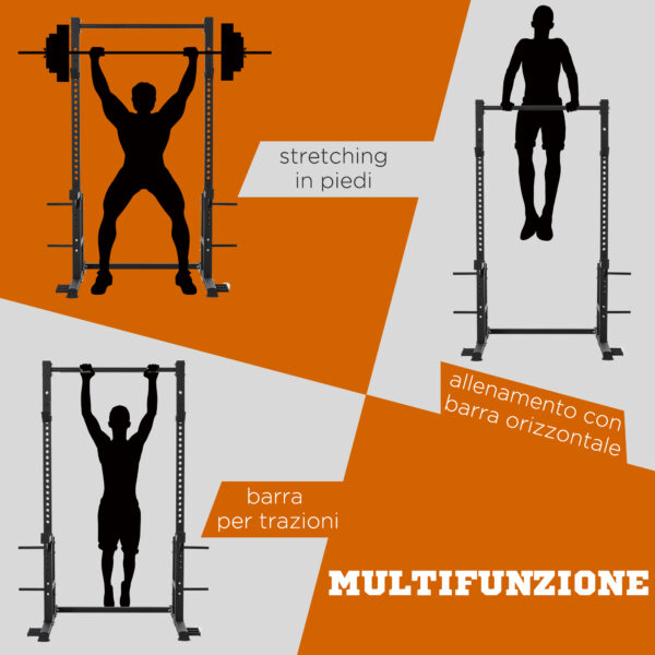 Power Tower Multifunzione in Acciaio per Allenamento Completo del Corpo, 140x171x228 cm, Nero