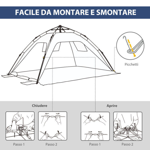 Tenda da Spiaggia Pop Up con Finestre Traforate e Porta Richiudibile