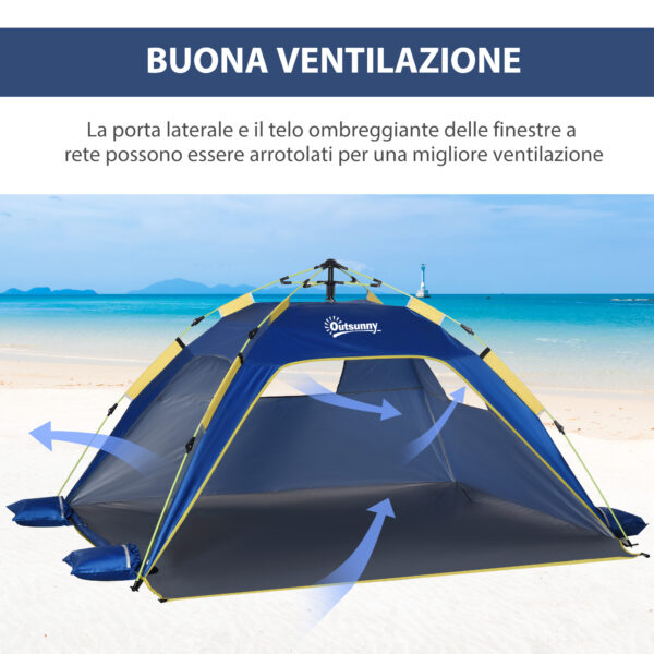 Tenda da Spiaggia Pop Up con Finestre Traforate e Porta Richiudibile