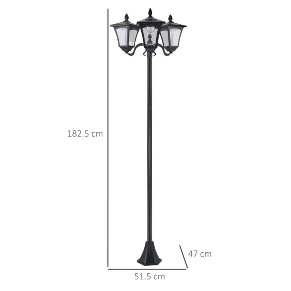 Lampione da Giardino Led a Energia Solare, Nero, 182.5cm