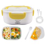 BEPER Lunch & Go Scaldavivande Elettrico Portatile con 2 Contenitori Removibili e Posate, Giallo