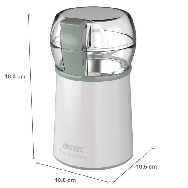 Imetec FrescoAroma Macina Caffè e Spezie Elettrico, Lame in Acciaio Inox, Contenitore Salva-Freschezza, Funzionamento a Impulsi, 150 W