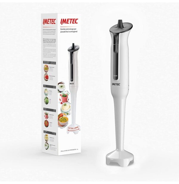 Imetec HB3 Frullatore a Immersione, Gambo Large Estraibile, Lame in Acciaio Inox, Funzionamento a Impulsi, 450W