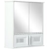 Mobiletto Bagno Pensile con Antine a Specchio, 55x17.5x60cm - Bianco