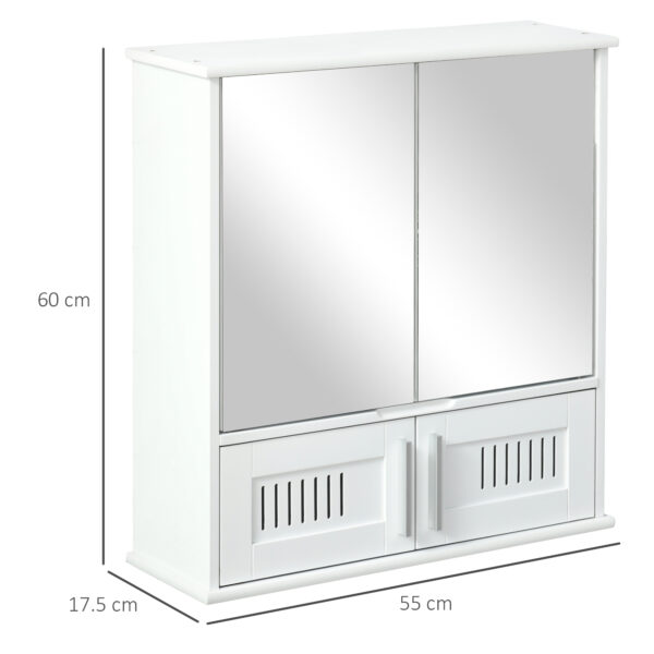 Mobiletto Bagno Pensile con Antine a Specchio, 55x17.5x60cm - Bianco