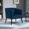 Poltroncina Moderna Stile Nordico Copertura Velluto e Gambe in Legno, Blu