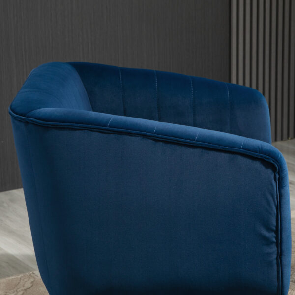 Poltroncina Moderna Stile Nordico Copertura Velluto e Gambe in Legno, Blu