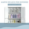 Mobiletto Bagno Pensile con Antine a Specchio, 55x17.5x60cm - Bianco