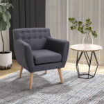 Poltroncina Stile Nordico in Tessuto Grigio Scuro, 68x58.5x76cm