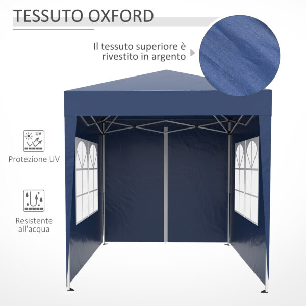 Gazebo Pieghevole Pop Up 2x2 m con 4 Pareti Rimovibili in Poliestere e Acciaio, Blu