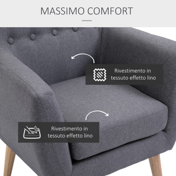 Poltroncina Stile Nordico in Tessuto Grigio Scuro, 68x58.5x76cm