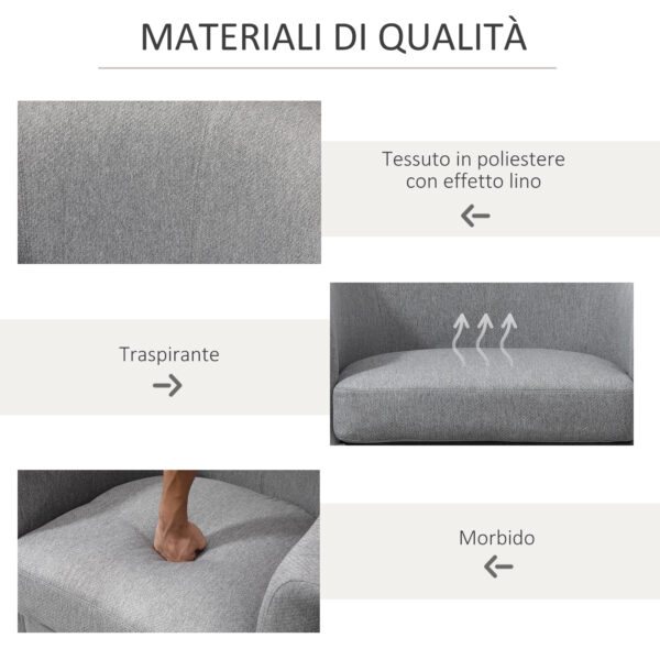 Poltrona Moderna Imbottita con Seduta Profonda - Grigio