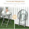 Set 2 Lettini Prendisole Reclinabili su 4 Livelli e Tavolino Pieghevole, Grigio