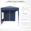 Gazebo Pieghevole Pop Up 2x2 m con 4 Pareti Rimovibili in Poliestere e Acciaio, Blu