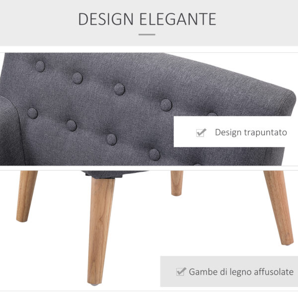 Poltroncina Stile Nordico in Tessuto Grigio Scuro, 68x58.5x76cm