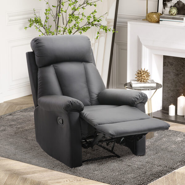 Poltrona Relax Reclinabile Imbottita Ergonomica con Poggiapiedi Ecopelle 80 × 97 × 107cm Nero