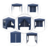 Gazebo Pieghevole Pop Up 2x2 m con 4 Pareti Rimovibili in Poliestere e Acciaio, Blu