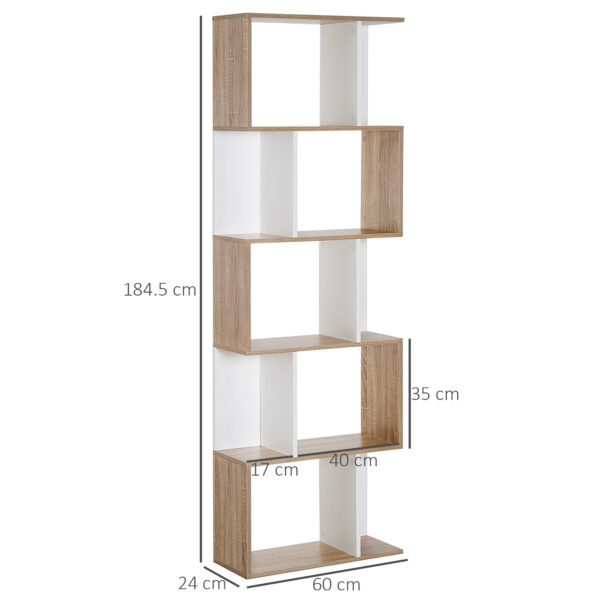 Libreria da Muro Moderna 5 Ripiani in Legno Bianco, 60x24x184.5cm