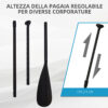 Tavola Gonfiabile SUP Stand Up Paddle con Pagaia Regolabile Blu 305x76x10cm