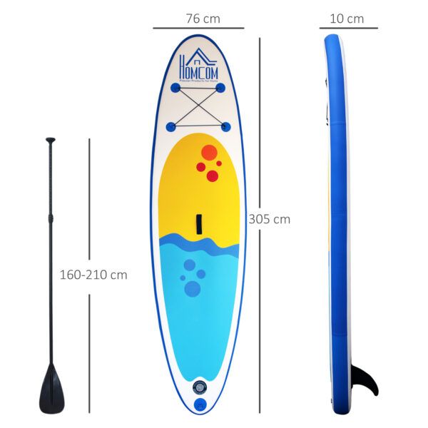 Tavola Gonfiabile SUP Stand Up Paddle con Pagaia Regolabile Blu 305x76x10cm