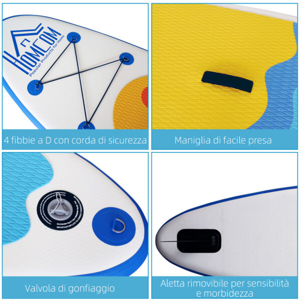 Tavola Gonfiabile SUP Stand Up Paddle con Pagaia Regolabile Blu 305x76x10cm