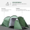 Tenda da Campeggio 4 Posti Ampio Vestibolo Impermeabile Verde Scuro